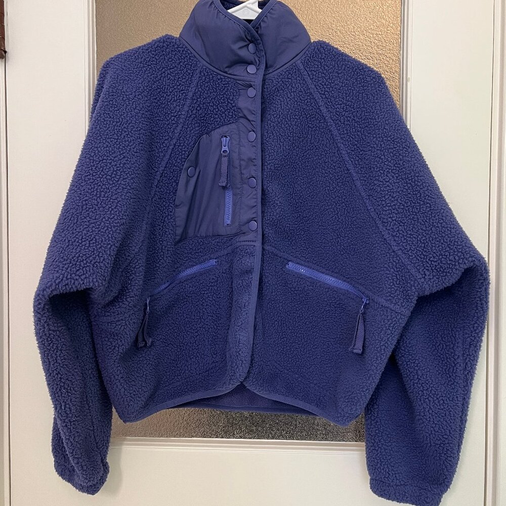 Free People "Hit the Slopes" Fleece Jacket in Skyway, Size XS
